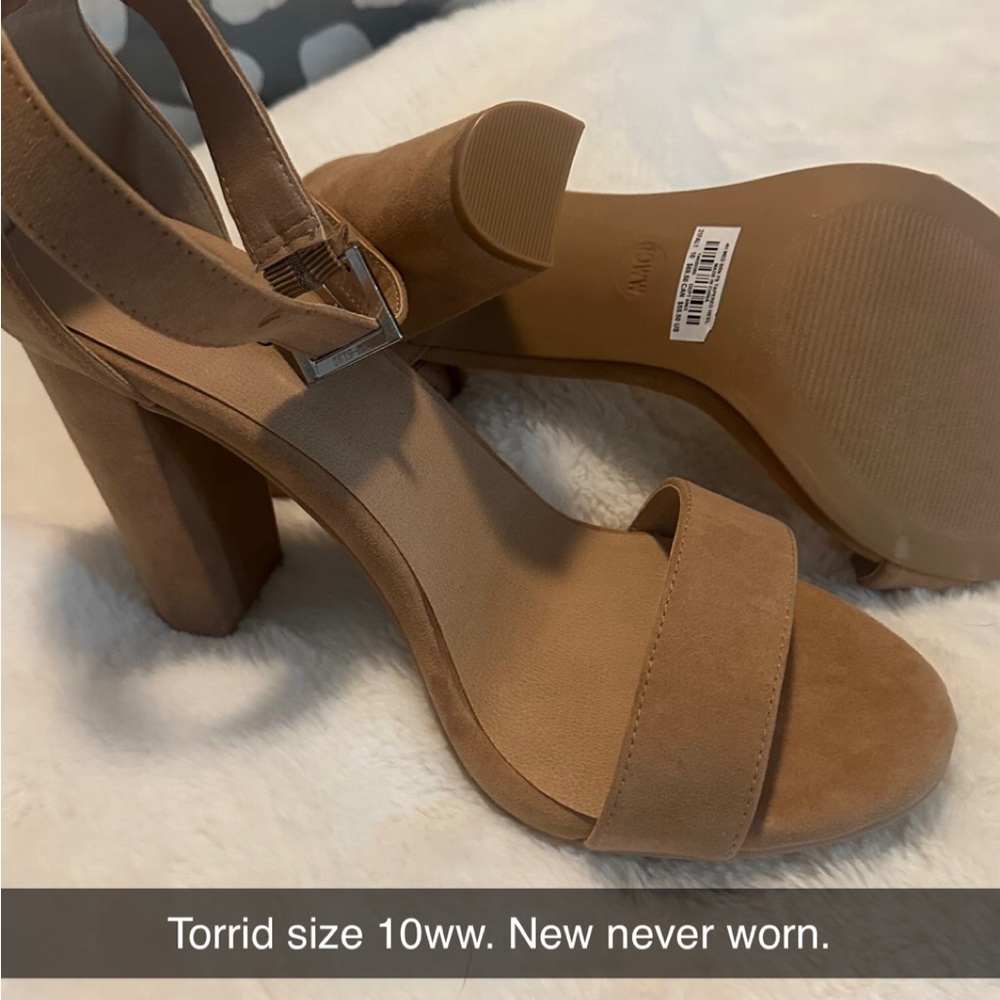 Torrid heels. Tan. Never worn!